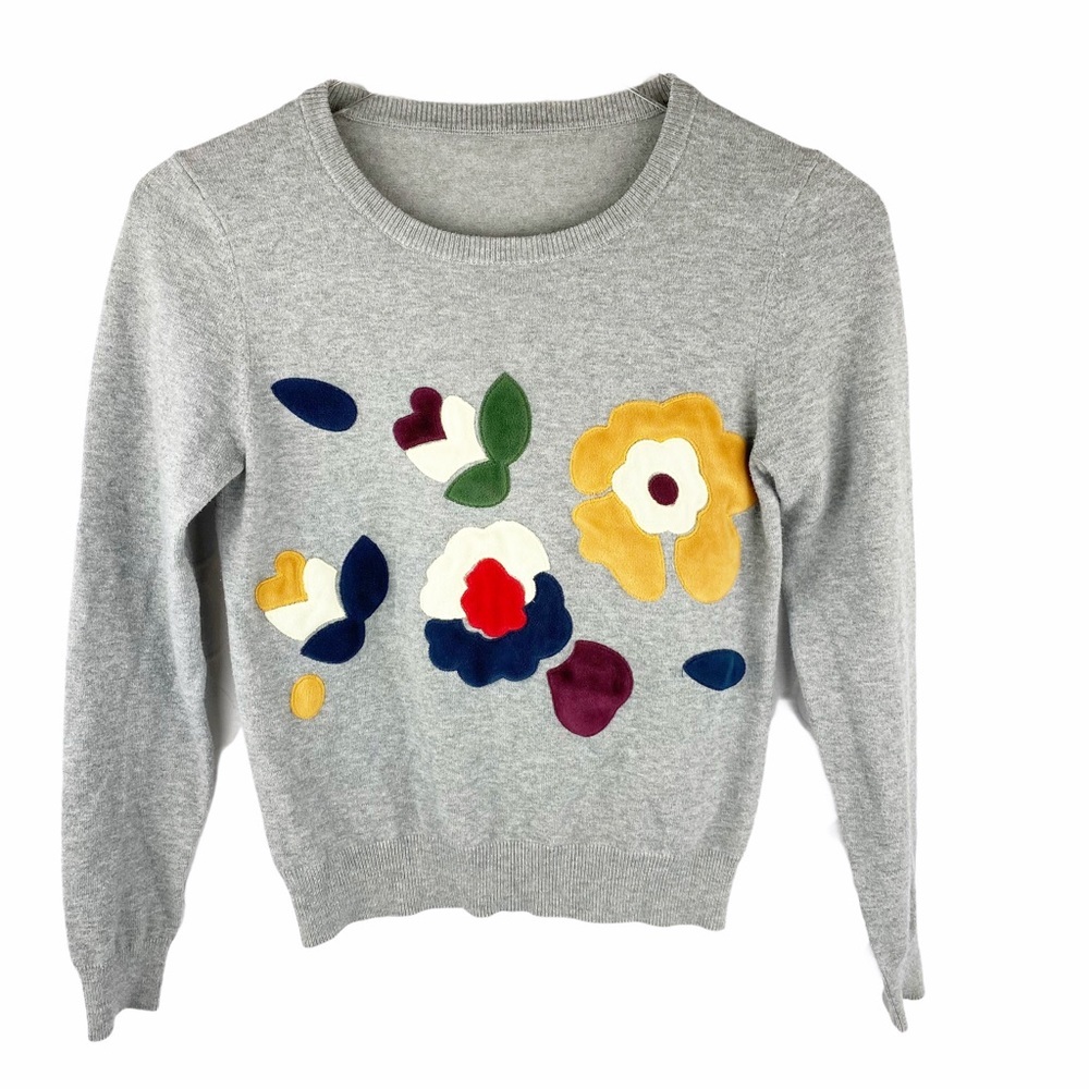 Vintage Hopeshow Velvet Embroidered Floral Sweater Small
